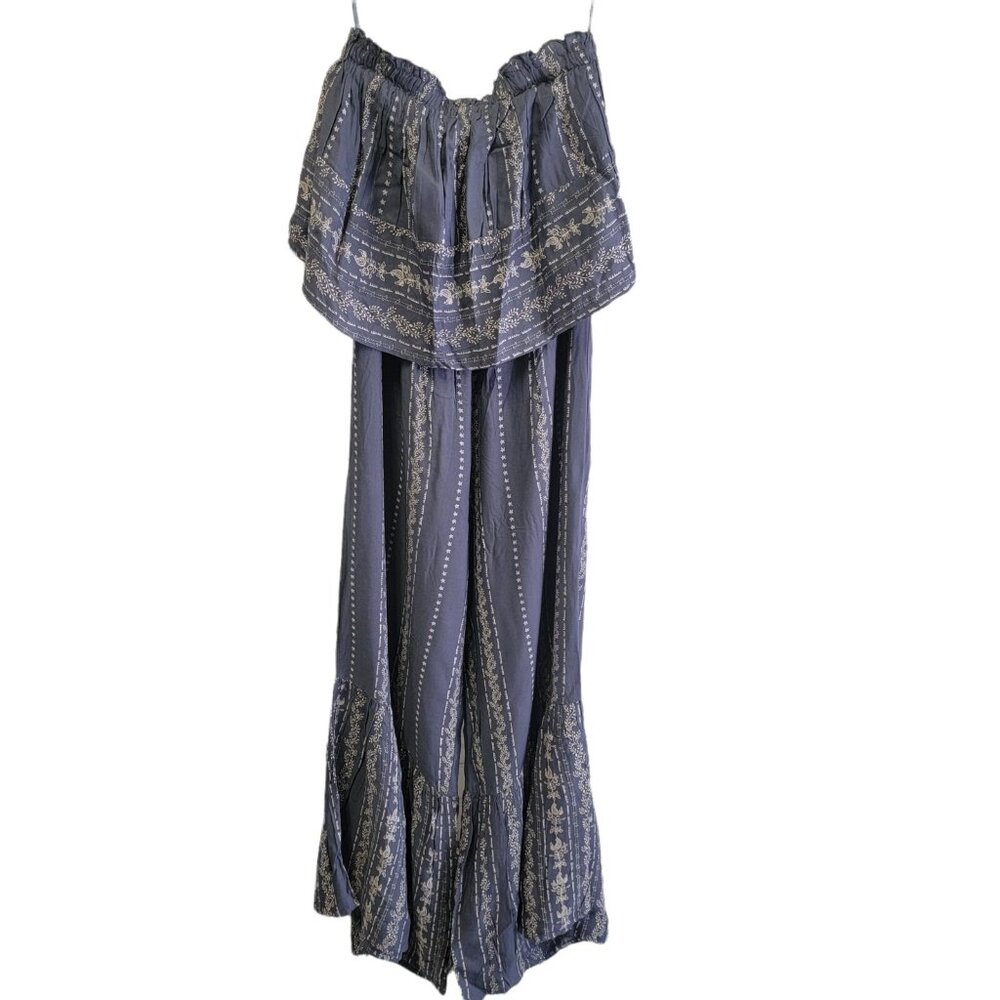 NWT Japna Jumpsuit Strapless Sz XS‎ Pants Romper Floral Boho Flowy Ruffle NEW
